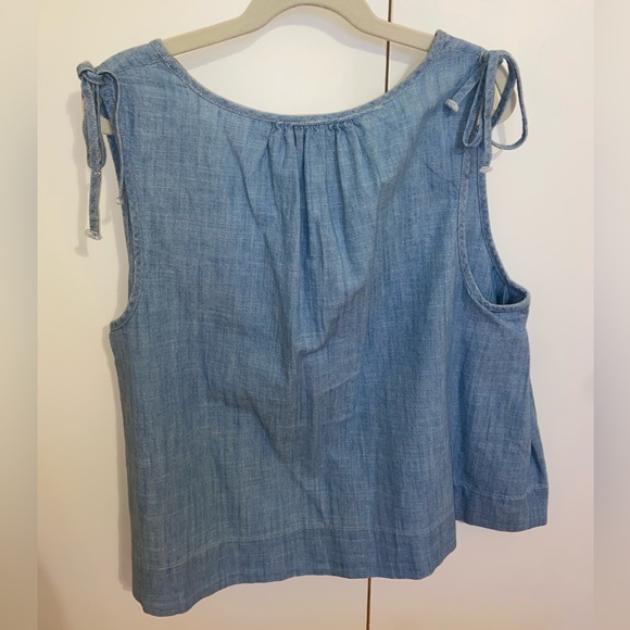 Madewell denim tank with tie sleeves size S - Picture 2 of 3